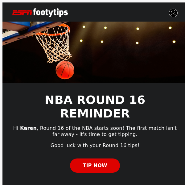 ESPNfootytips - NBA Round 16 reminder