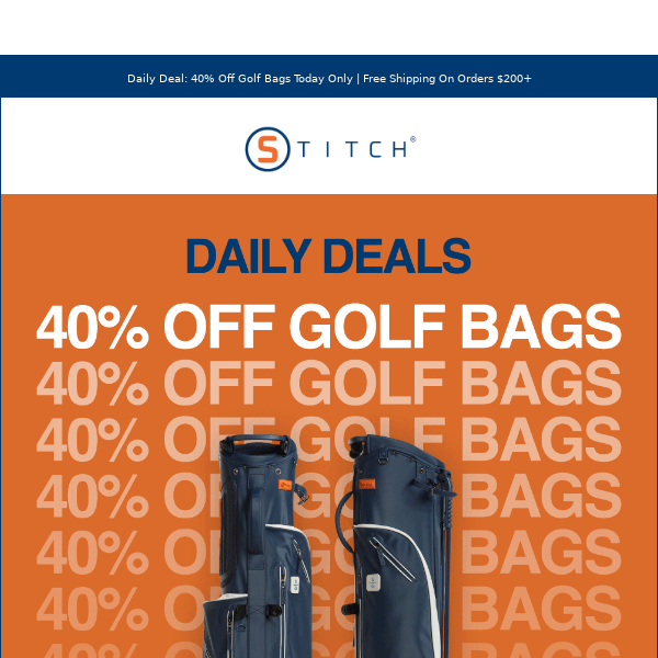 Offer Ends Tonight 🕒 40% Off Golf Bags