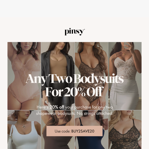 Join Pinsy Club for 20% Off on Bodysuits & More Benefits!