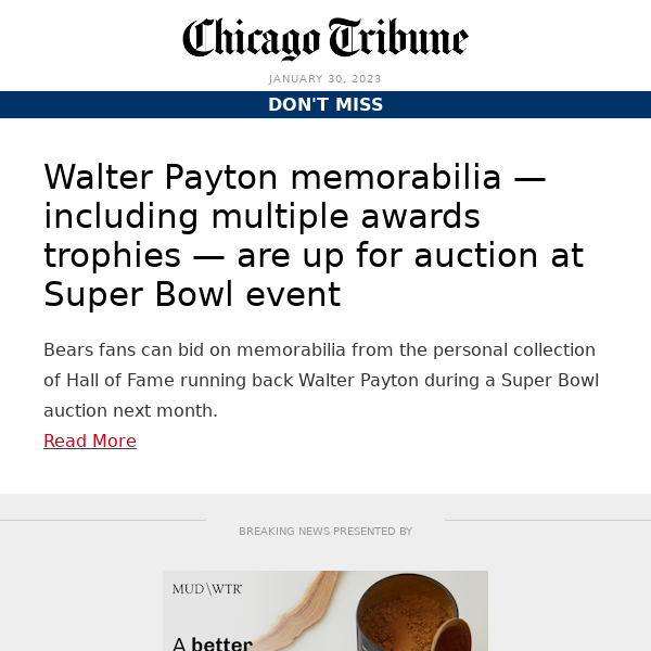 Walter Payton memorabilia up for auction