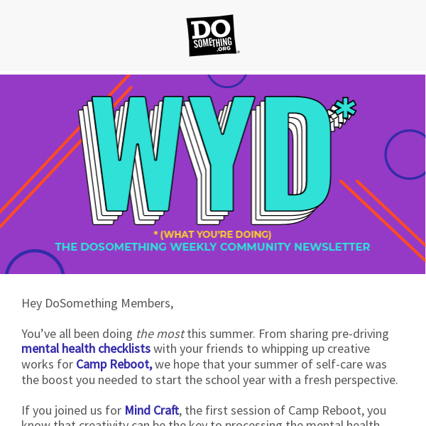 WYD (What You’re Doing) to start school with a clear mind 🧑‍🎨