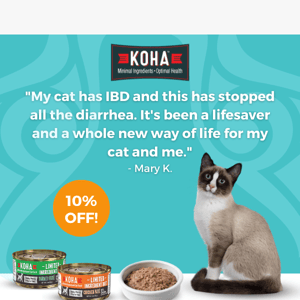 10% OFF Select Limited Ingredient Diet Recipes for Cats