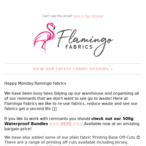 Flamingo Fabrics You won't want to miss our Bargain Remnants 😍