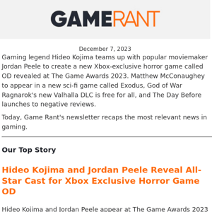 The Game Awards 2023: Hideo Kojima Teams Up With Jordan Peele for