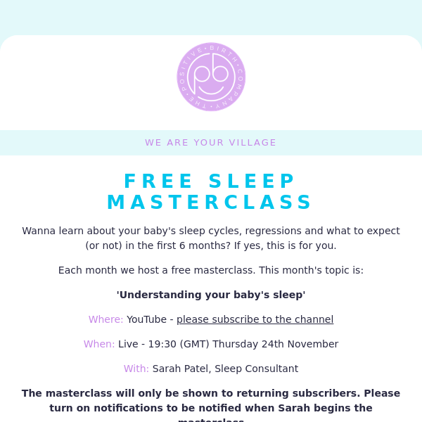 FREE Monthly Masterclass 💫 Understanding your baby's sleep