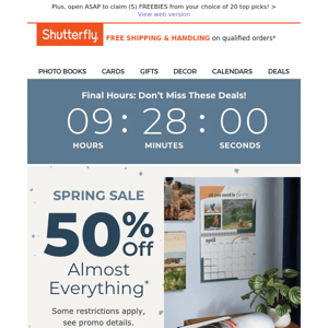 Trust us Shutterfly, you won't want to miss 50% OFF almost everything (ends tonight!)