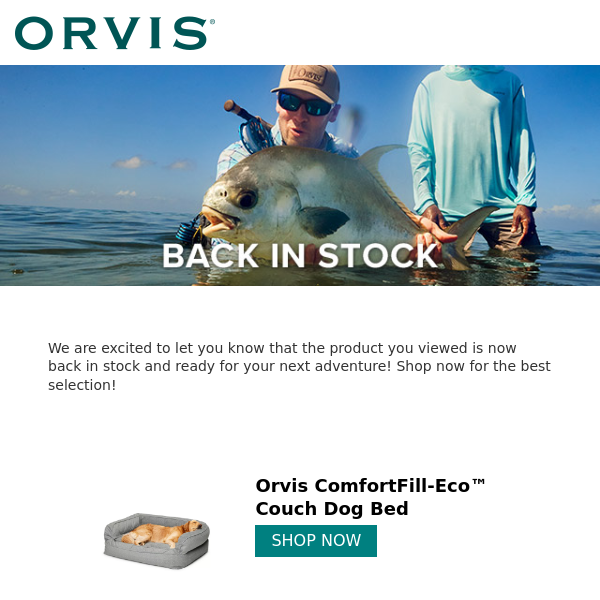Back in stock: Orvis ComfortFill-Eco™ Couch Dog Bed