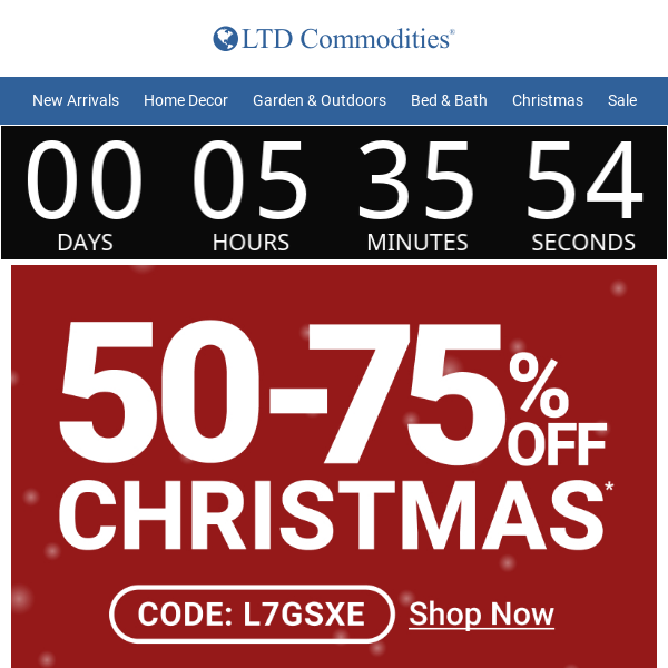 Going, Going, Almost Gone... 50%-75% Off All Christmas