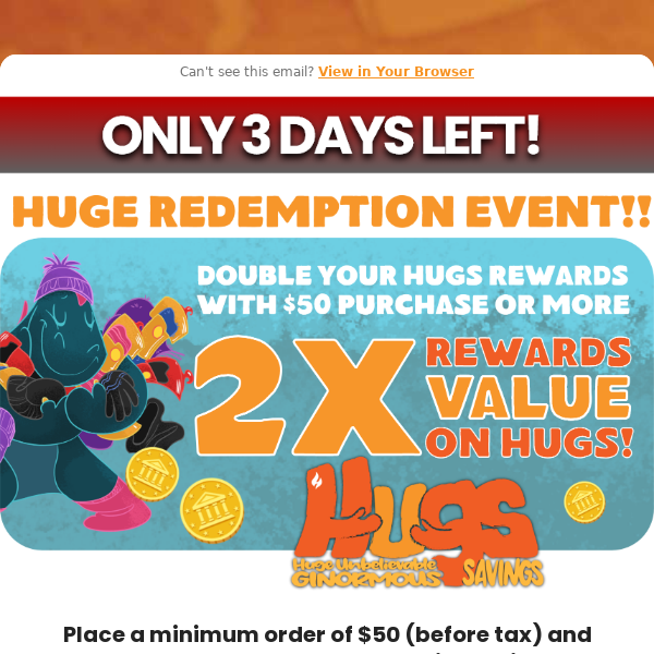 Heat Holders, last days for Double the HUGS Redemption Value 🤗🤗