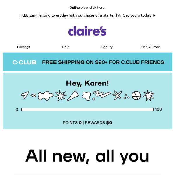 Claire's Europe! All this NEW is so you