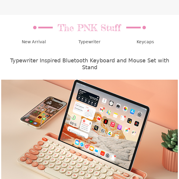 Classic Typewriter Bluetooth Keyboard with Stand - The PNK Stuff