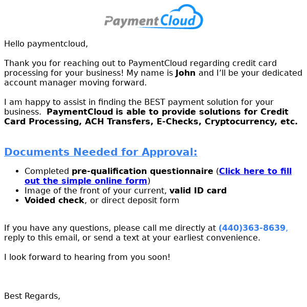 PaymentCloud Pre-qualification