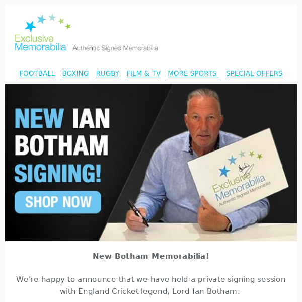 New Ian Botham Signed Memorabilia 🏏