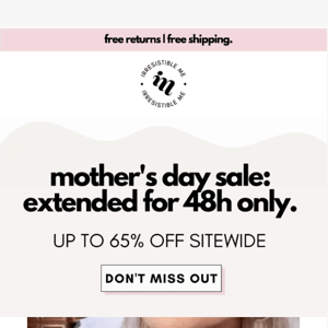 Hurry! Mother's Day Sale Ends Soon - Up to 60% Off + Second product 20% off!