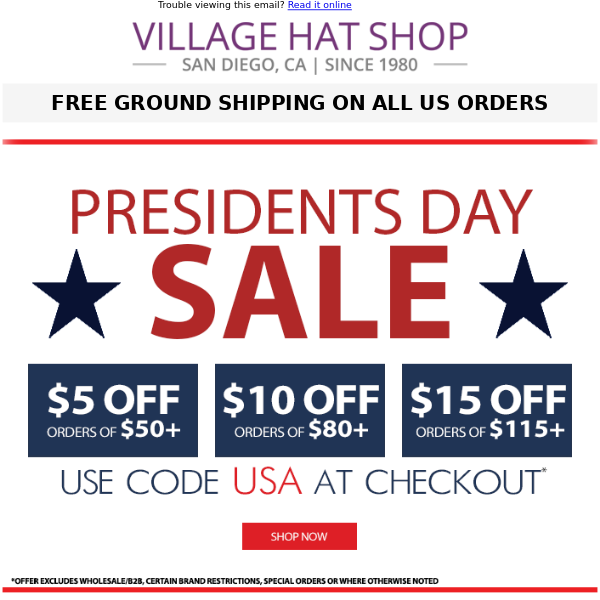 LAST CHANCE -- Save up to $15 | Presidents Day Weekend Sale