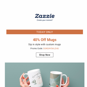 Update Your Mugs with 40% Off!