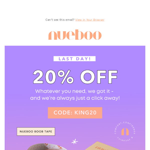 Hi there, here's the 20% voucher you requested - Nueboo Tape