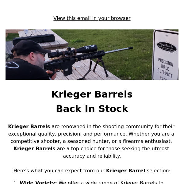 Krieger Barrels - Back In Stock