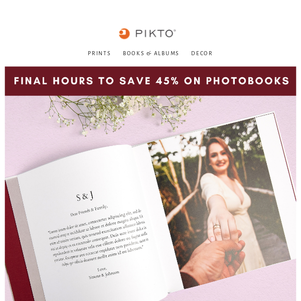 Sale Ends Tomorrow! Don't Miss Out on 45% Off Photobooks!