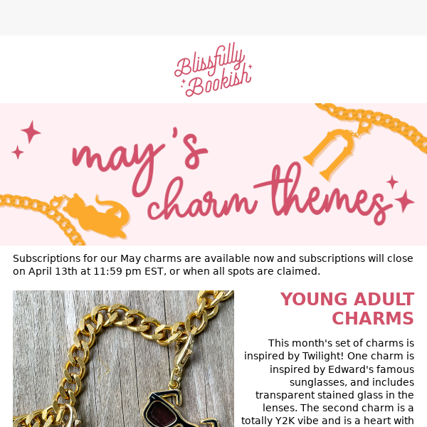 Have you grabbed your bookish charms for May yet?