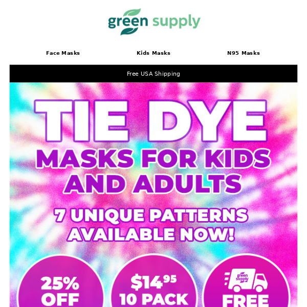 😷🌀🌈Tie Dye KN95 Masks - 7 Exclusive Styles for Kids and Adults!