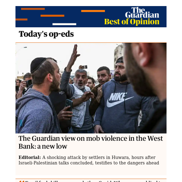 The latest op-eds from the Guardian