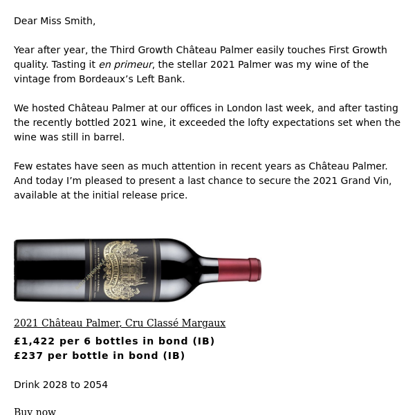 My wine of the 2021 vintage from the Left Bank: Château Palmer 