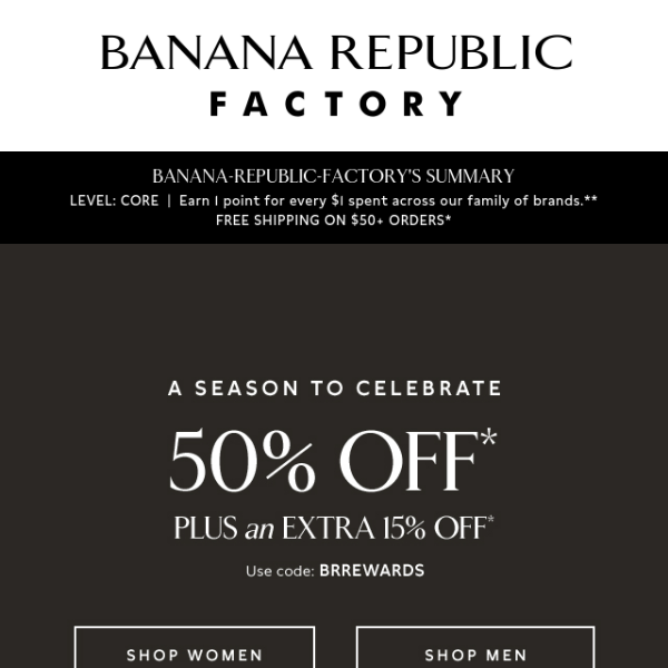 Special invitation enclosed for fifty percent off everything + an extra 15%