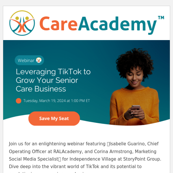 TikTok's Potential for Your Senior Care Business 🚀 Join Our Expert Webinar!