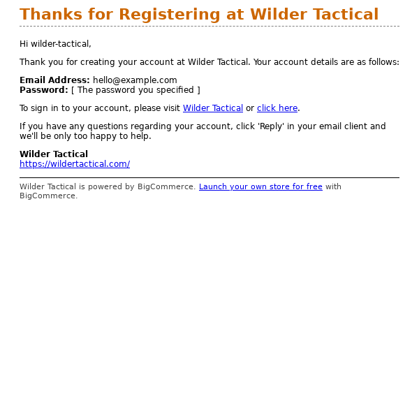 Thanks for Registering at Wilder Tactical