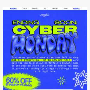 CYBER MONDAY IS UP TO 80% OFF