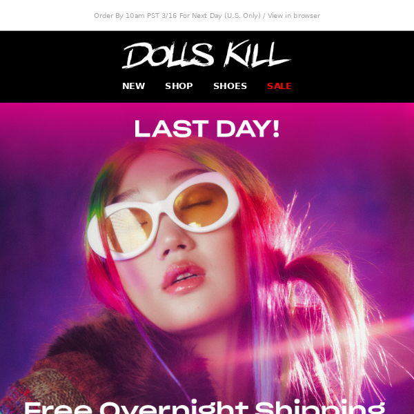 Last Day! FREE OVERNIGHT SHIPPING