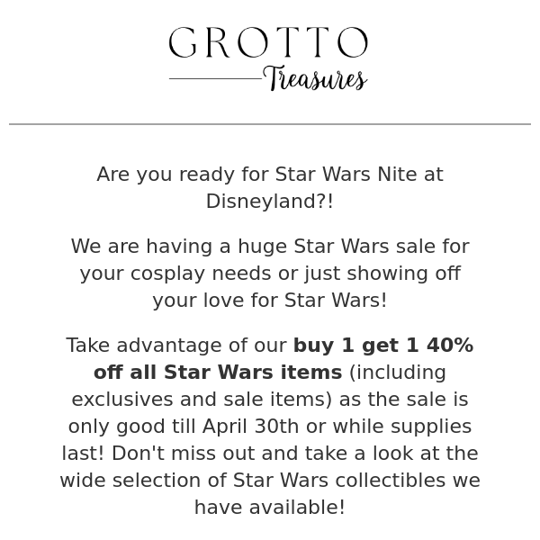 Star Wars Sale Starts Now!