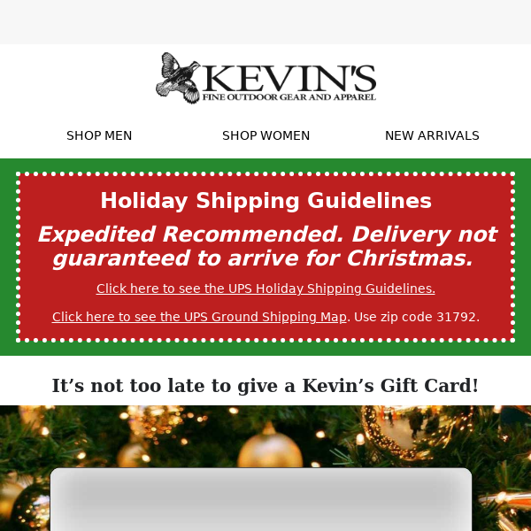 It’s not too late to give a Kevin’s Gift Card