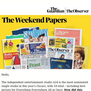 This weekend: A mini Oscars special, Jennifer Saunders, and advice on how to live sustainably, affordably and stylishly