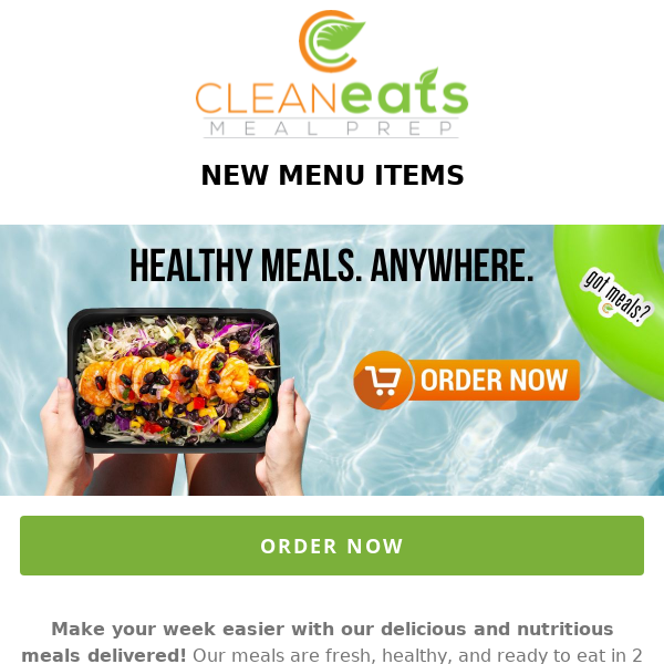 ORDER Alert from Clean Eats 😃 Place your order today for upcoming week! Check out 6 NEW DISHES.