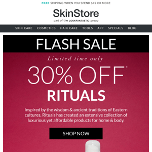 FLASH SALE⚡ 30% Off Rituals