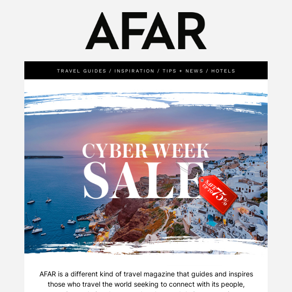 Cyber Week Sale: Save Up to 75%