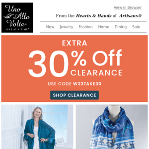 STARTS NOW: Extra 30% Off Clearance!