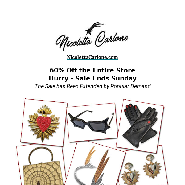 60% OFF ENTIRE STORE - SALE ENDS SUNDAY