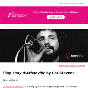 🎻 New sheet music: Play Lady d’Arbanville by Cat Stevens