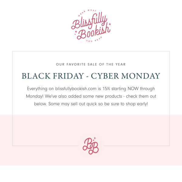 STARTS NOW: Black Friday - Cyber Monday Sale