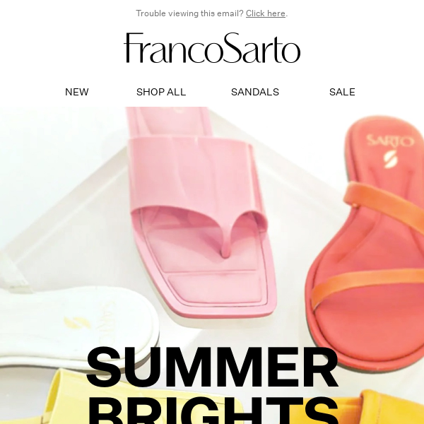 Citrus, pink, lilac. Sandals in all the summer colors we love.