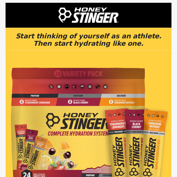 Rapid Hydration, only from Honey Stinger