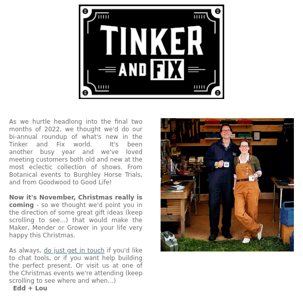 The Tinker and Fix bi-annual update...