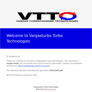 Your Vargasturbo Turbo Technologies account has been created!