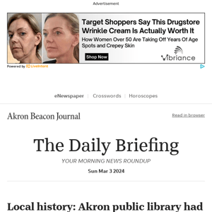 Daily Briefing: Local history: Akron public library had humble beginning 150 years ago