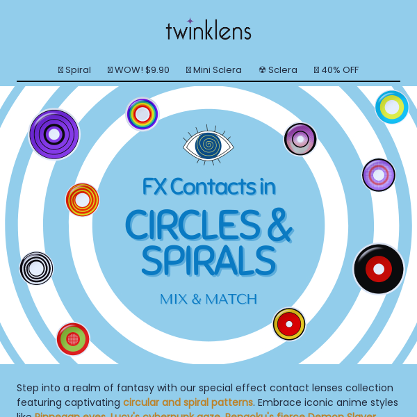 🌀 Get Spiraled Away: Explore Circular & Spiral Patterned Contact Lenses