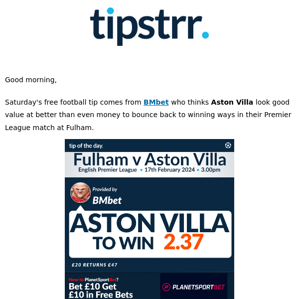 Free football tip from one of Saturday's Premier League games