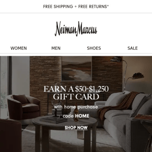 Happening now: Earn a $50-$1,250 gift card on home